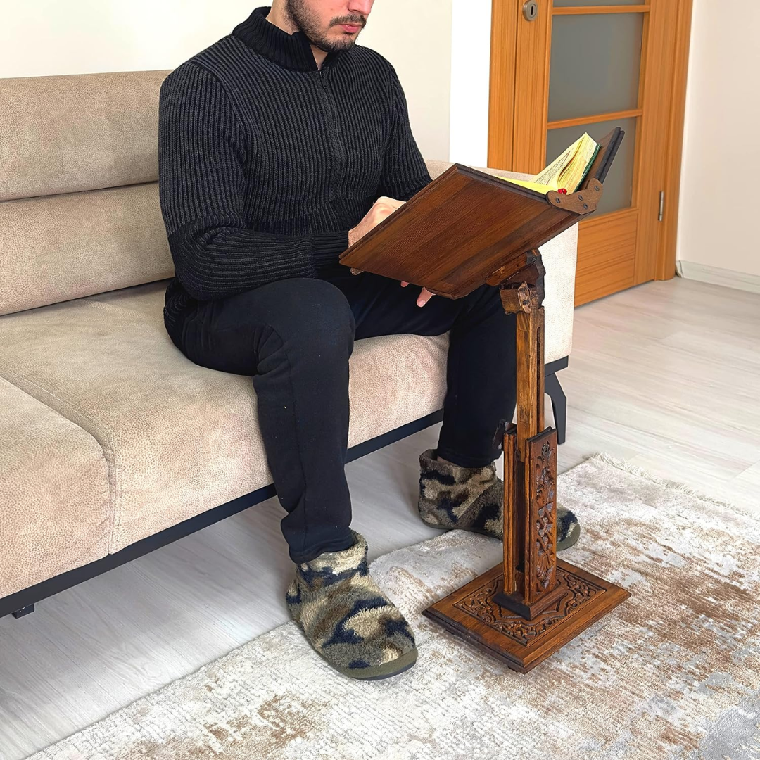 Traditional Carved Wooden Qur'an Stand