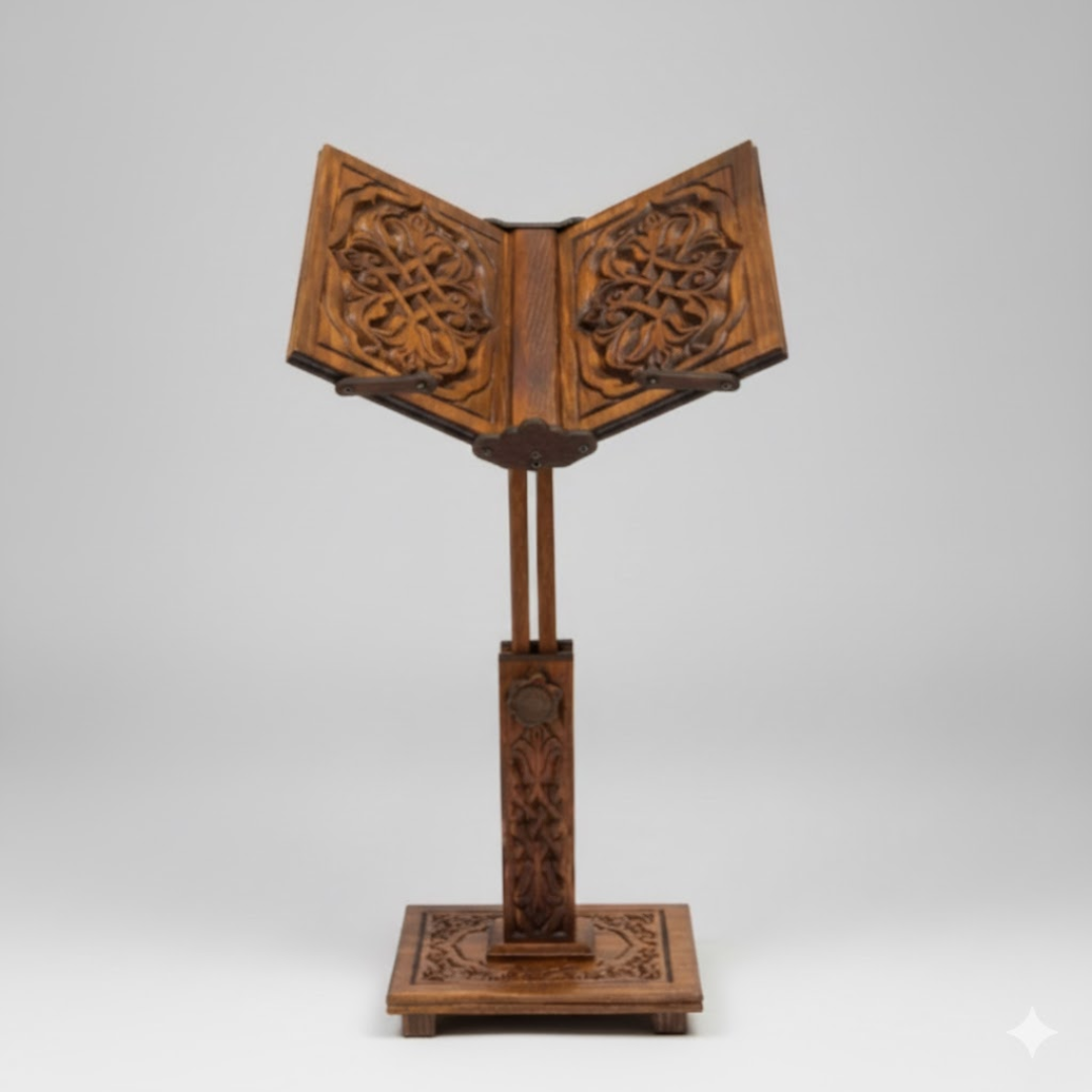 Traditional Carved Wooden Qur'an Stand